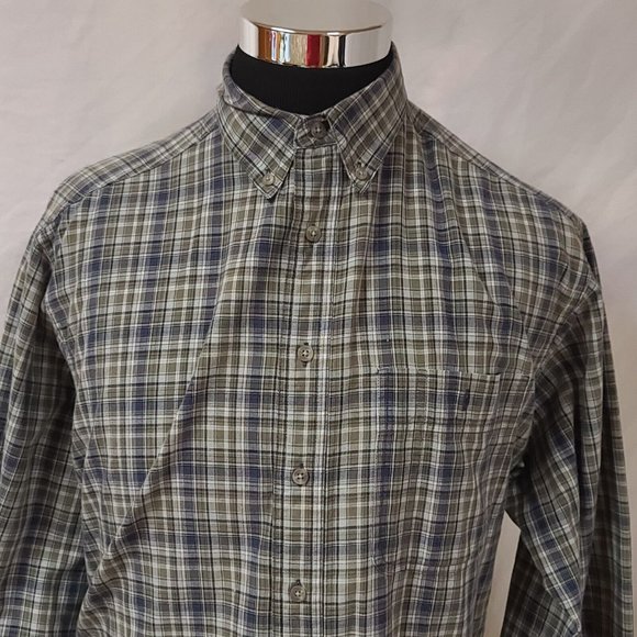 Wrangler Rugged Wear Mens XL Brown Stripe Plaid Long Sleeve Button Up Shirt - Picture 2 of 11